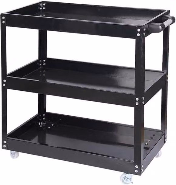 Hygrad 3 Tier Heavy Duty Steel Garage Trolley Tool Storage Cart in Black W/D/H: 72 x 35 x 35 cm – 3