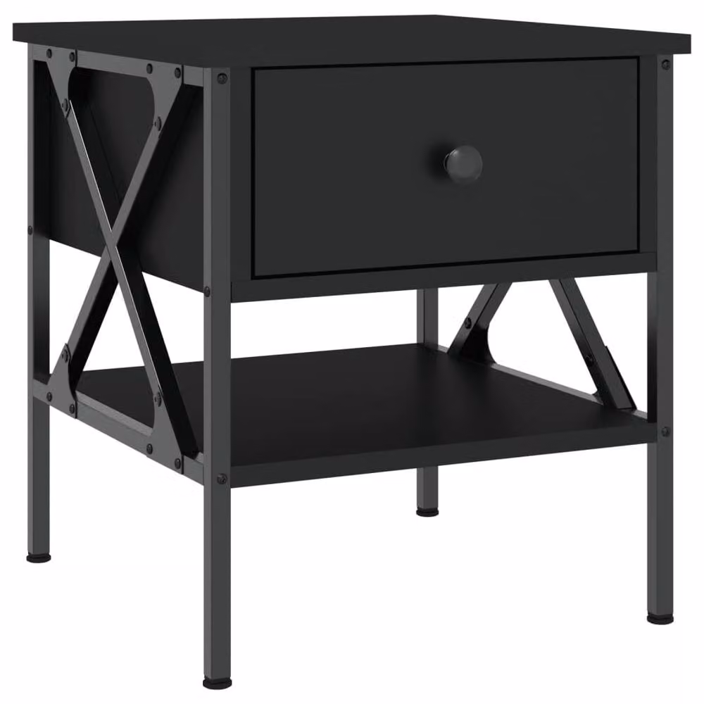 Berkfield Home Durable Black Bedside Table W/D/H: 40 x 42 x 45 cm – 3