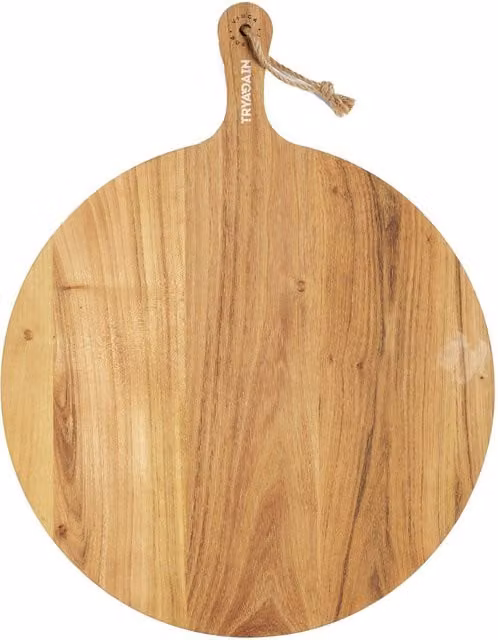 Vinga Buscot Round Wood Serving Board in Brown