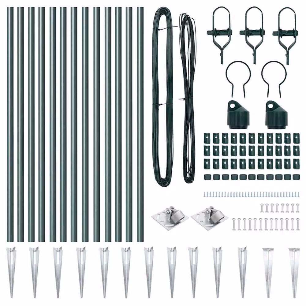 Berkfield Home 13-Piece Galvanised Steel Sturdy Fence Posts with Spike, Green, Diameter: 3.2 cm, Height: 120 cm – 3