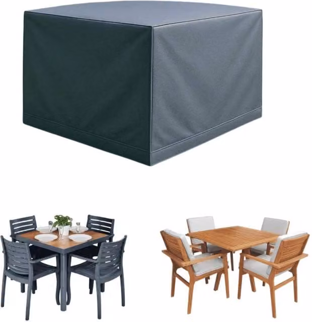 NESTLUNE Waterproof Garden Table Cube Furniture Cover in Dark Green, W/D/H: 100 x 15 cm – 1