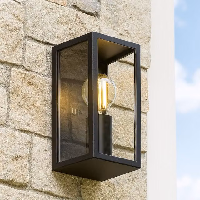 CGC Lighting Marina Black E27 Outdoor Wall Lantern with Transparent Diffuser IP44 – 1