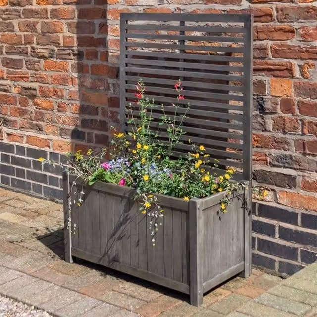 Cheshire Rectangular Planter and Trellis in Dark Brown