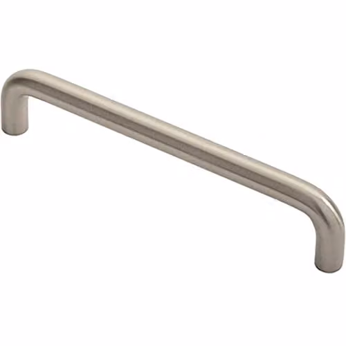 Loops Round D-Bar Cabinet Pull Handle in Brushed Silver, 138 x 10 mm, 128 mm Fixing Centres
