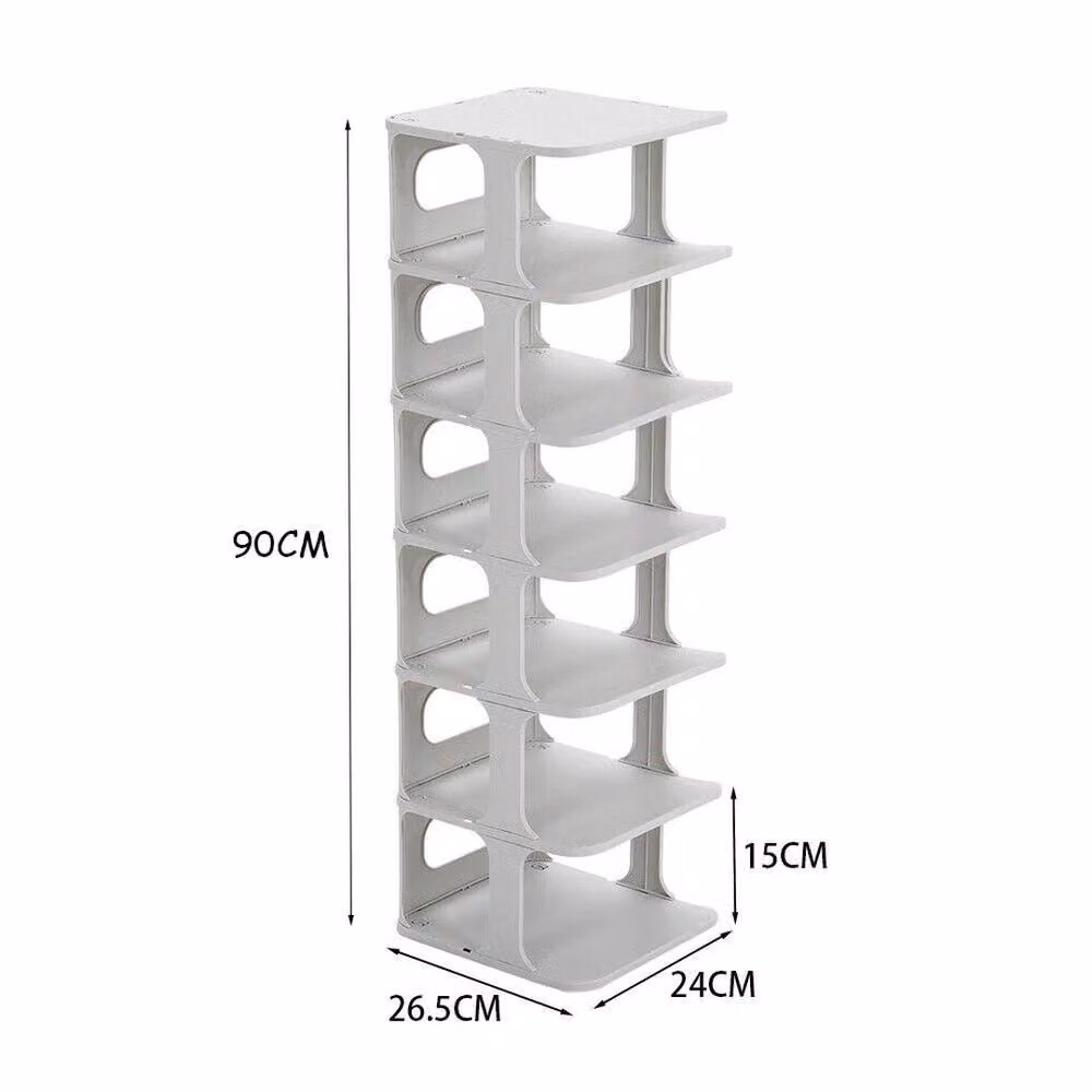 KORVIXA 7-Tier Tall Freestanding Shoe Rack in White, W/D/H: 50 x 50 x 50 cm – 2