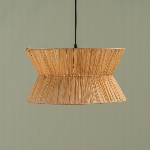 ValueLights Maddie Handmade Boho Cylinder Ceiling Light Shade in Beige and Yellow Paper Rope