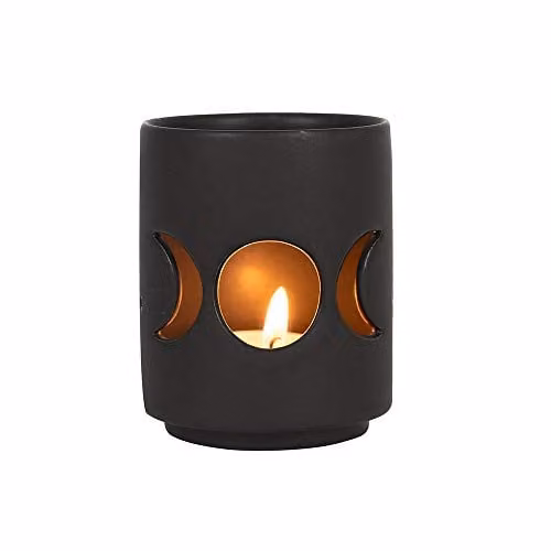 Something Different Black Ceramic Triple Moon Cut Out Tealight Holder W: 7 cm, D: 6 cm – 3