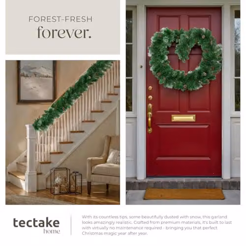 tectake Christmas Garland with Green Foliage and Leaves – 3
