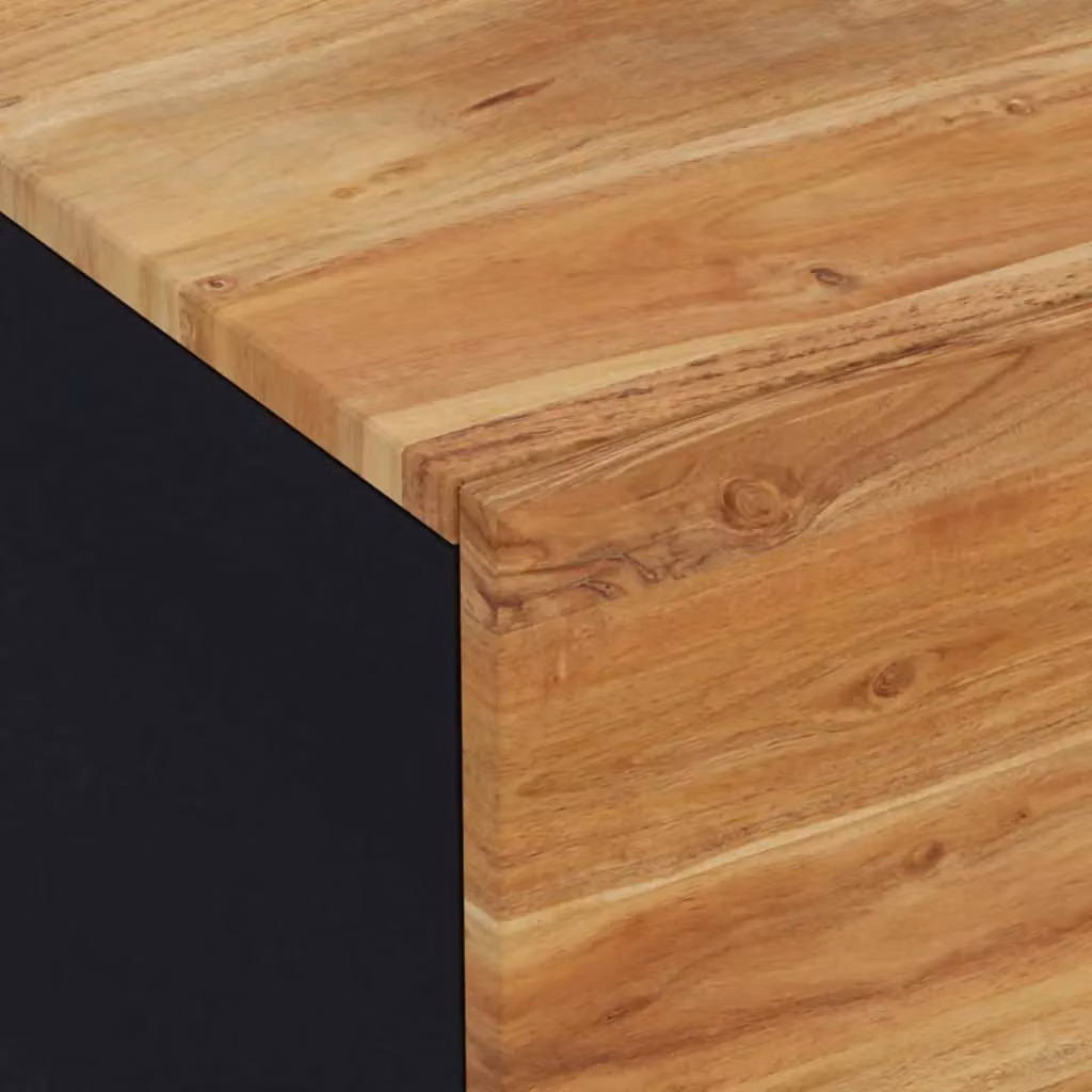 Berkfield Home Solid Wood Acacia TV Cabinet in Black, W/D/H: 105 x 33 x 46 cm – 3