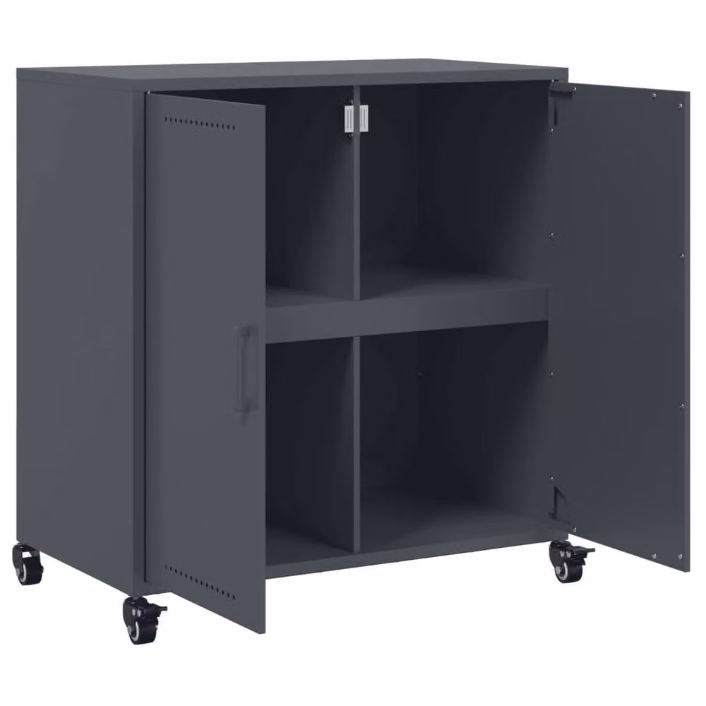 Berkfield Home Anthracite Metal Sideboard in Charcoal, W/D/H: 68.5 x 39 x 72 cm – 4