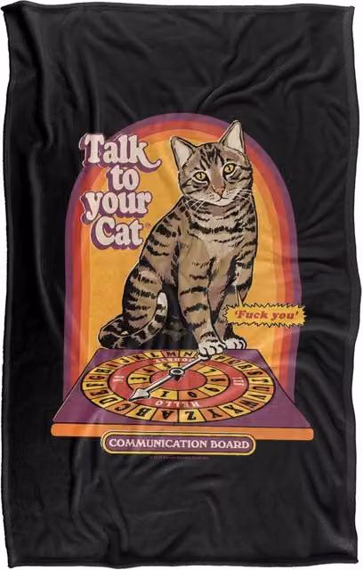 Steven Rhodes Talk To Your Cat Super Soft Fleece Throw Blanket, Multicolour, W/D/H: 152 x 127 cm – 1