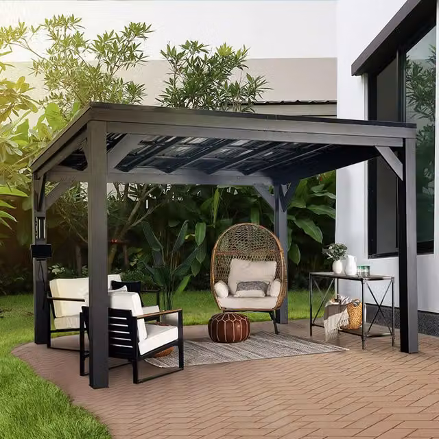 Backyard Discovery Stonebridge Heavy-Duty Galvanised Steel Outdoor Patio Gazebo in Black