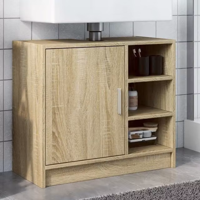 Berkfield Home Sonoma Oak Sink Cabinet, Brown, W/D/H: 63 x 29 x 55 cm