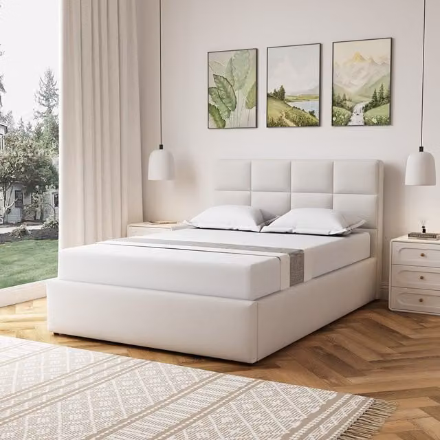 Richwood Upholstered Double Ottoman Bed Frame in Beige