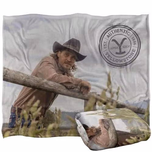 Yellowstone Kayce On The Fence Silky Touch Super Soft Fleece Throw Blanket in White, W/D/H: 152 x 127 cm