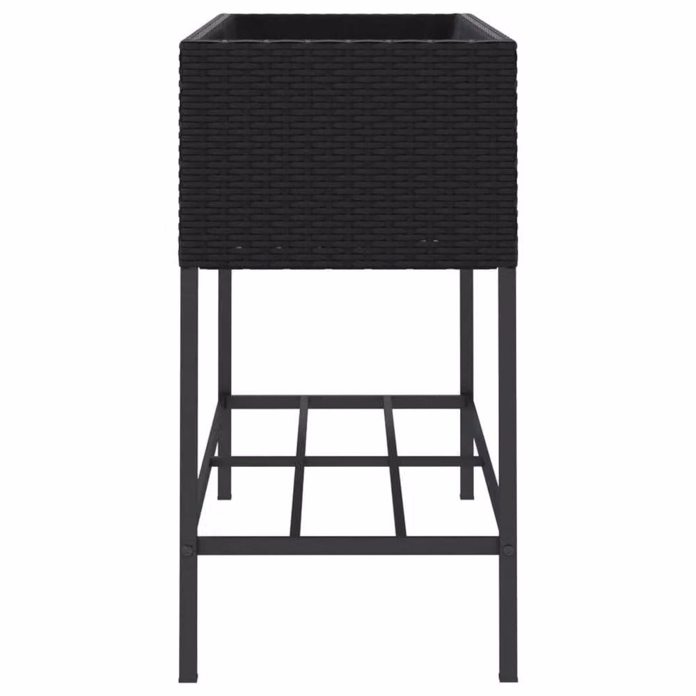 Berkfield Home Garden Planter with Shelf in Black Poly Rattan – 5