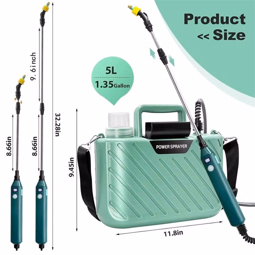 Nordara 5L Cordless Electric Knapsack Pressure Sprayer with Rechargeable Battery in Green – 2