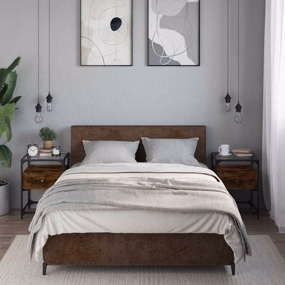 Berkfield Home Set of 2 Bedside Cabinets in Smoked Oak Brown, W/D/H: 40 x 40 x 55 cm – 2