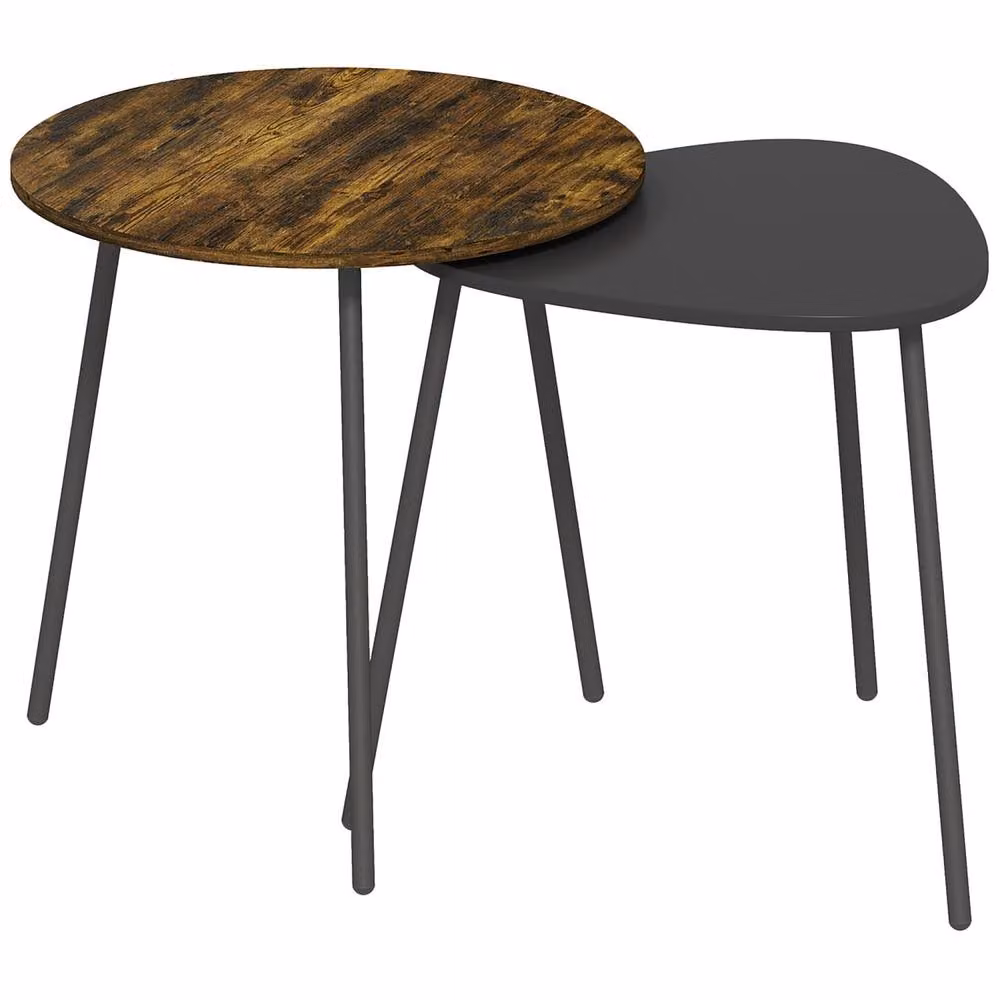 Wyld Haus Nosaha Set of 2 Round Nesting Side Tables in Brown and Black – 2