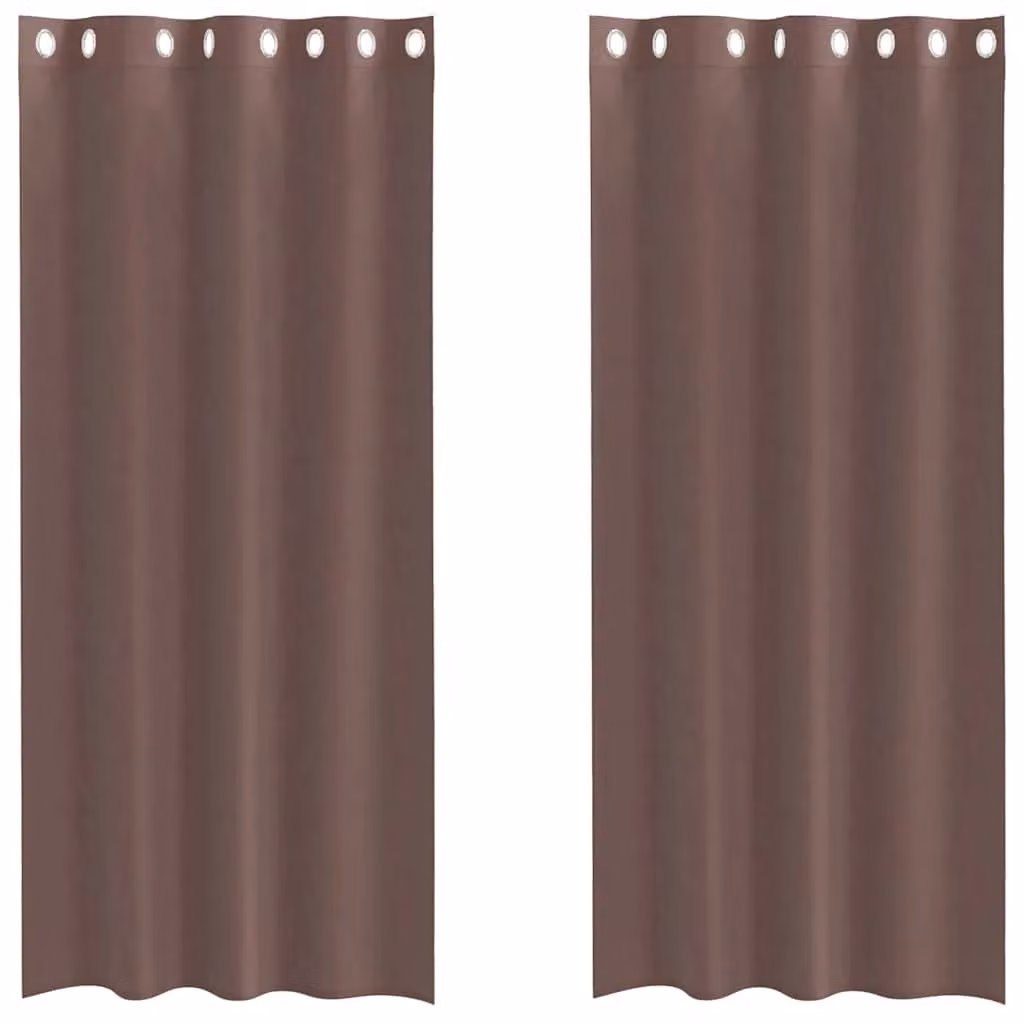Berkfield Home Brown Transparent Voile Fabric Curtains with Eyelets, 2 Pack, W: 140 cm, H: 245 cm – 2