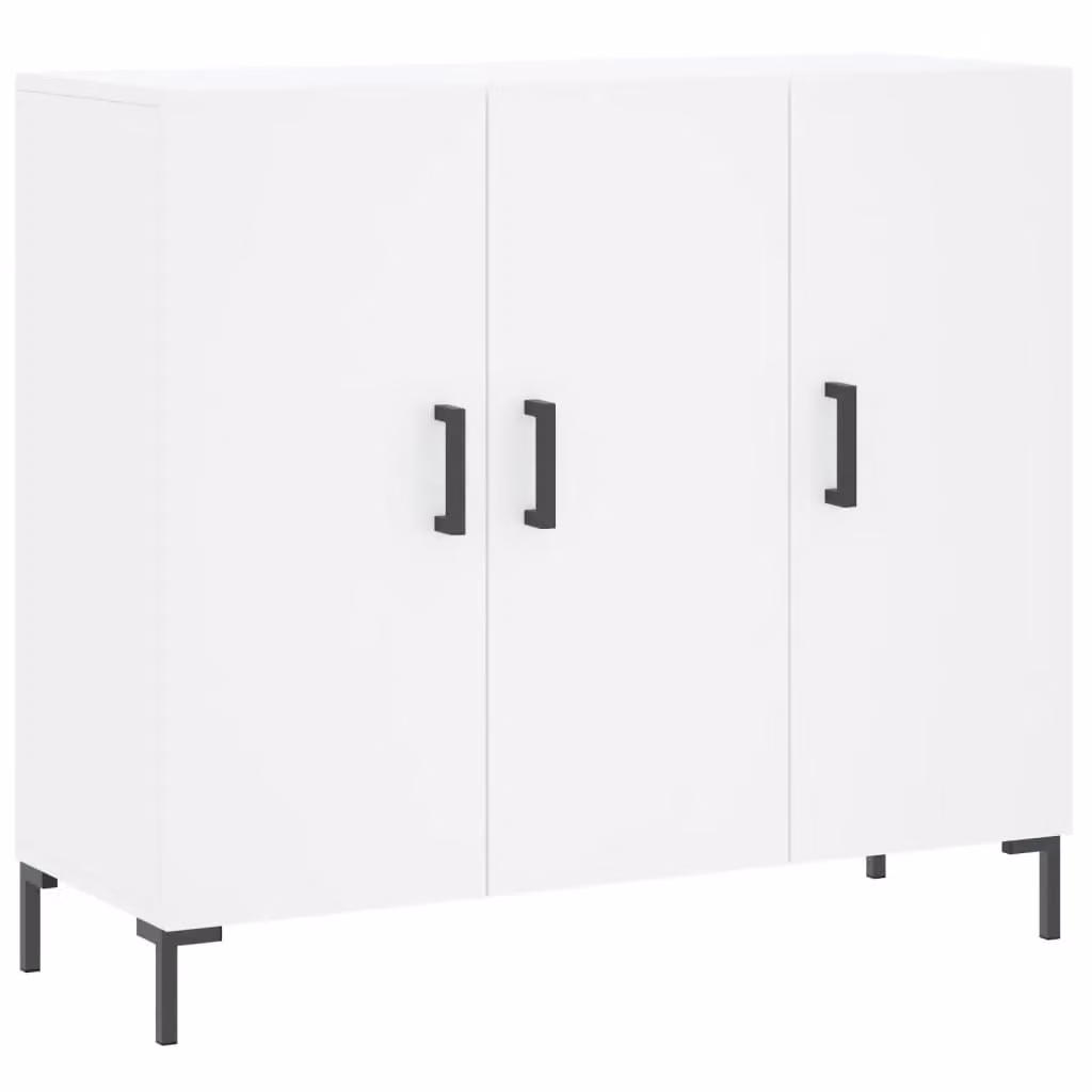 Berkfield Home Modern White Sideboard in Matt MDF and Metal, W/D/H: 90 x 34 x 80 cm – 2