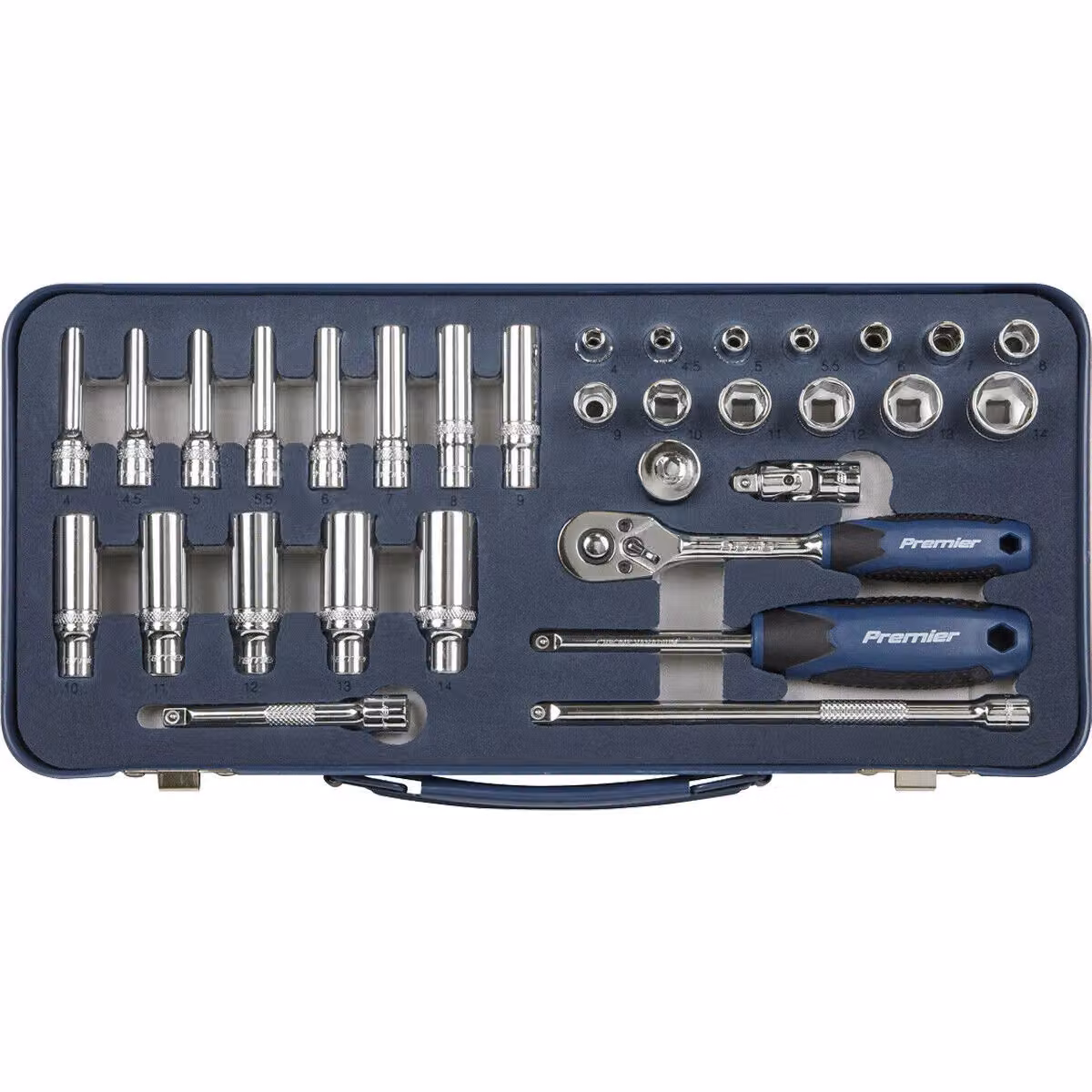 Loops 32 Piece 1/4 Inch Metric Socket Set with 6 Point Lock-On Rounded Heads in Silver and Multicolour – 5