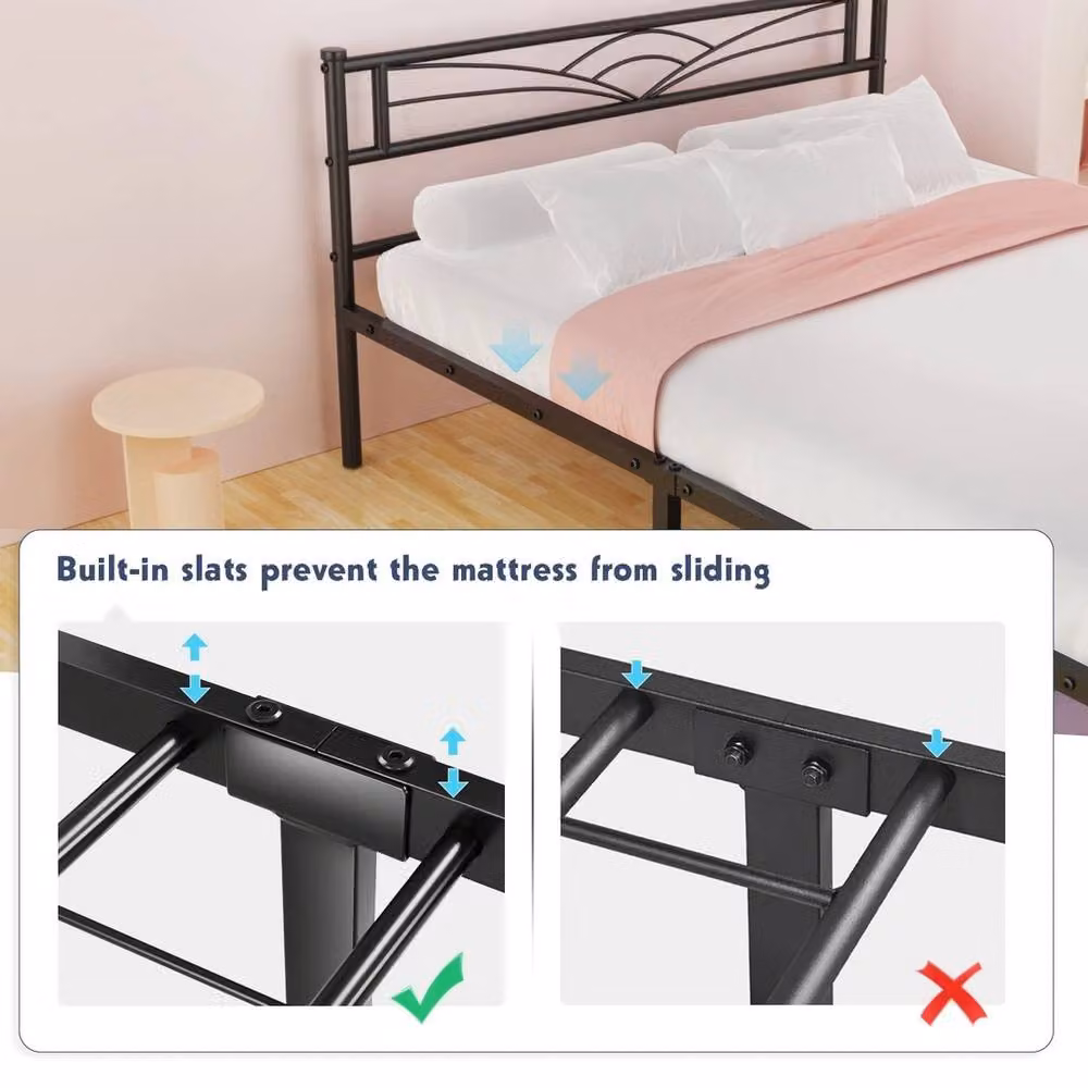 SPETLEK Metal Bed Frame in Black, W/D/H: 140 x 200 cm – 3
