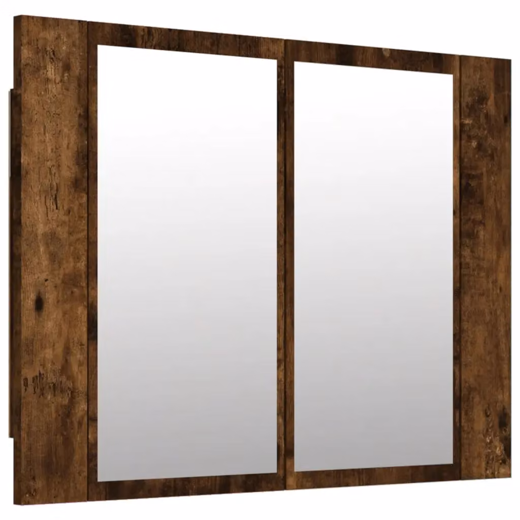 Berkfield Home LED Mirror Cabinet in Smoked Oak Brown, W/D/H: 60 x 12 x 45 cm – 2