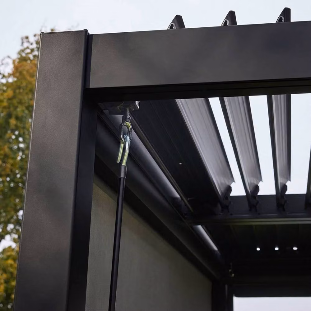Sweekeet Black Louvered Pergola in Aluminium and Galvanised Steel, W: 400 cm, D: 300 cm, H: 231 cm – 4