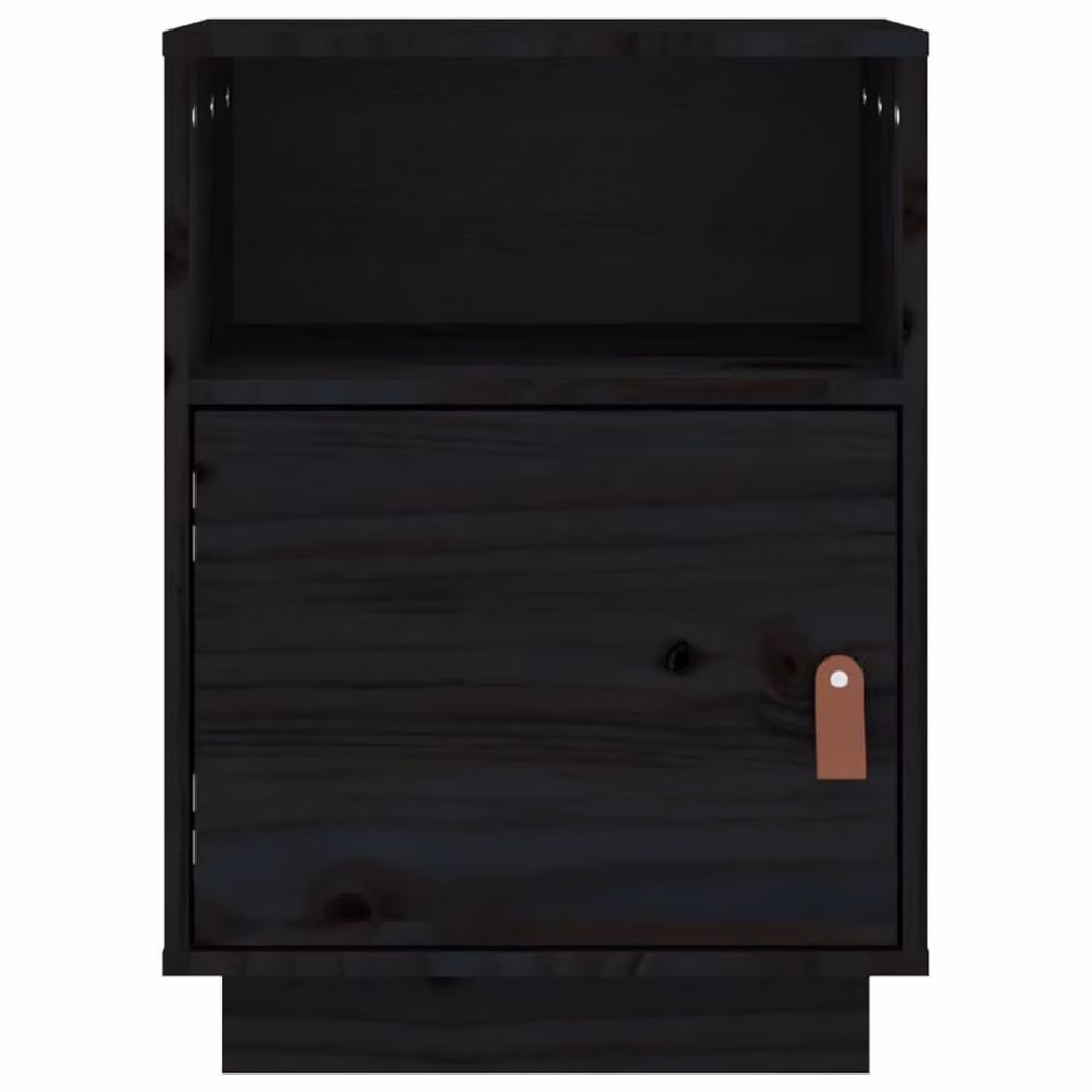 Berkfield Home Black Solid Wood Pine Bedside Cabinet W: 40 cm, D: 34 cm, H: 55 cm – 4