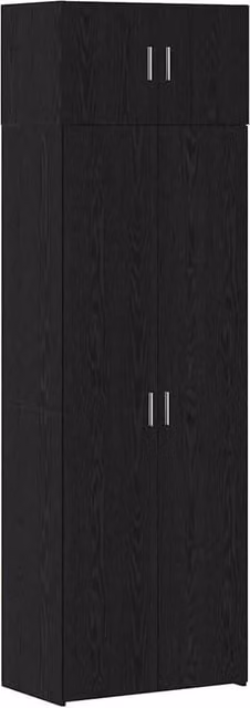 Berkfield Home Black Oak Storage Cabinet with Hinged Doors and Internal Shelves, W: 70 cm, D: 42.5 cm, H: 225 cm