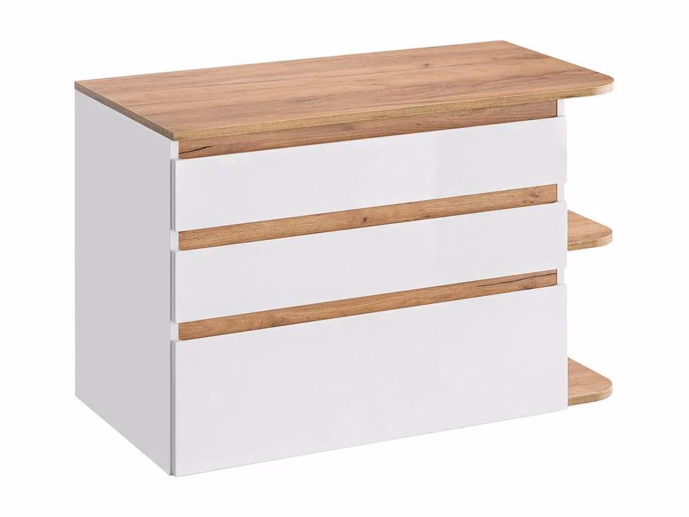 Vente-unique Wall-Mounted Vanity Unit in Light Oak and White, W/D/H: 96 x 50 x 64 cm – 2