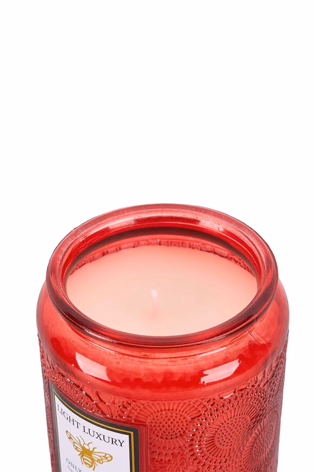 Living and Home Red Embossing Glass Soy Wax Scented Candle with Lid – 3