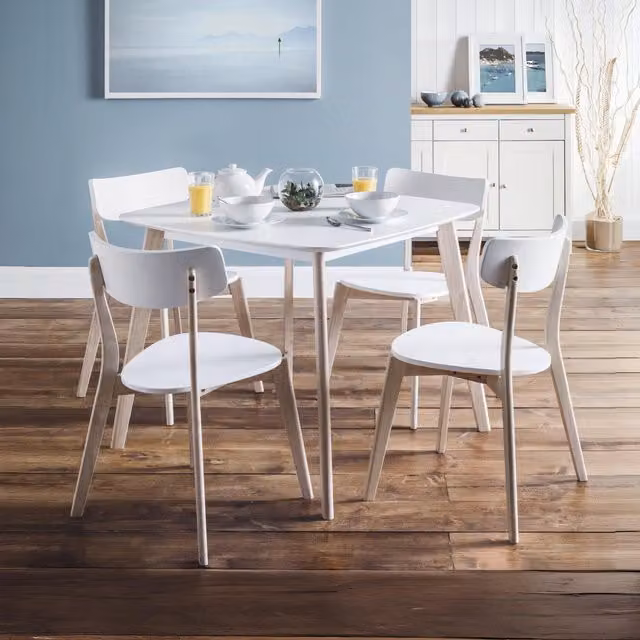Julian Bowen Mid-Century Square Dining Table and Chairs Set in White, Grey or Black