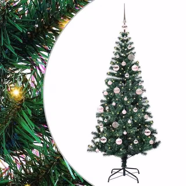 Berkfield Home Pre-lit Artificial Christmas Tree, Green, Height: 150 cm