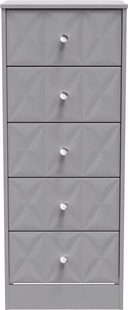 Ready Assembled 2 U Memphis 5 Drawer Tall Bedside Chest in Grey – 1