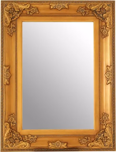 Interiors by Premier Marseille Classic Rectangular Wall Mirror with Gold Ornate Wood and Glass Frame