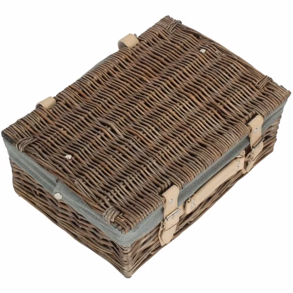 Red Hamper Antique Wash Split Willow Picnic Basket with Grey Lining, 35 cm – 2