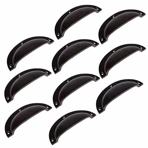 Hammer & Tongs Matt Black Iron Curved Cabinet Drawer Pulls, Pack of 10, W: 13 cm, H: 5 cm – 2
