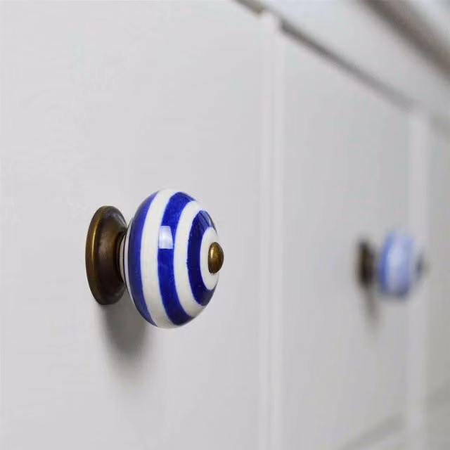 Nicola Spring Blue Ceramic Cupboard and Drawer Knobs, Pack of 24