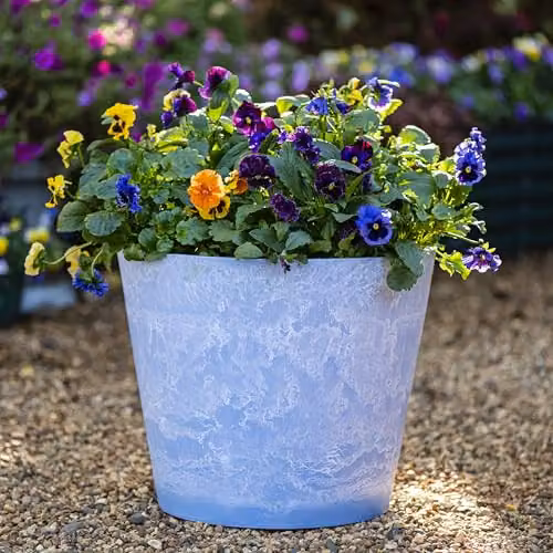Garden Gear Caesar Sky Blue Marble Effect Planter, Frost Resistant Decorative Plant Pot with Drainage, Diameter: 30.5 cm – 2