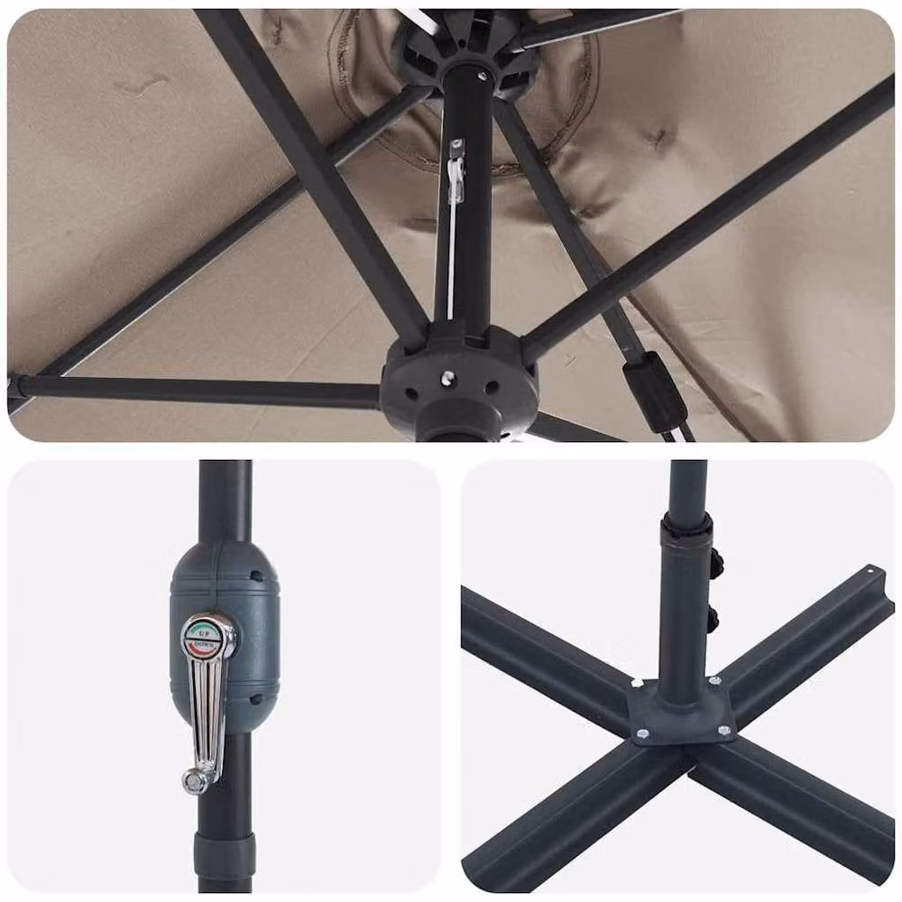 Berkfield Home Modern Garden Parasol in Taupe with Powder-coated Steel Frame, W/D/H: 380 x 196 x 235 cm – 3