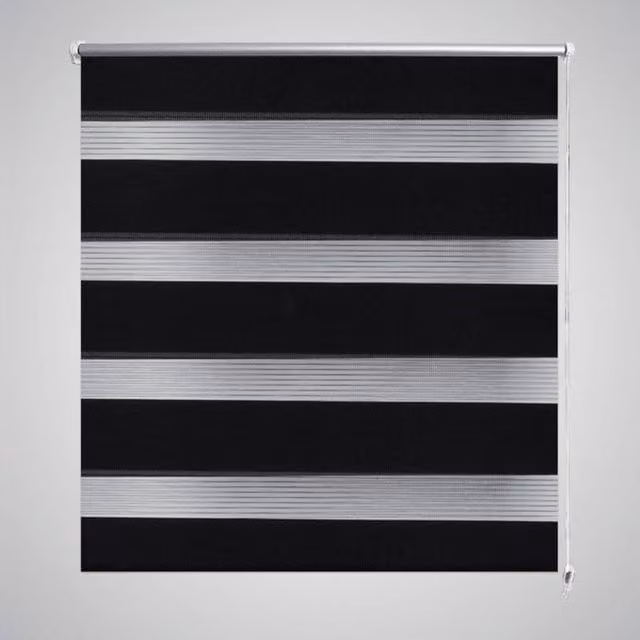 Berkfield Home Zebra Day and Night Blind in Black and White, W: 40 cm, H: 100 cm – 1