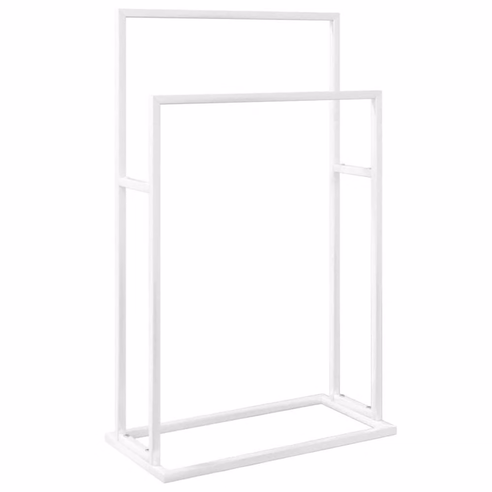 Berkfield Home Freestanding Metal Towel Rack in White, W/D/H: 48 x 24 x 78.5 cm – 2