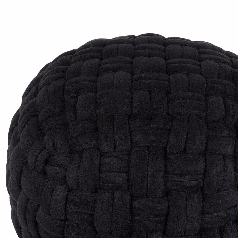 Wyld Haus Soft Body Velvet Pouffe in Black, Cylindrical Geometric Design, H 45 x W 35 x D 35 cm – 3
