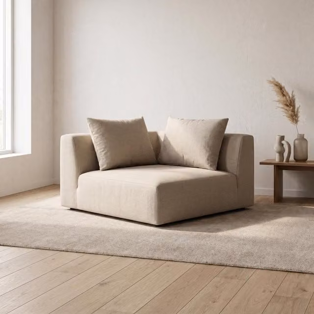 Abakus Direct Tokyo Modular Reversible Corner Sofa in Grey Brushed Tweed Fabric with Deep Seat