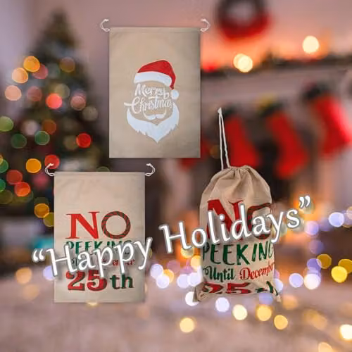 VFM e-Store Christmas Santa Sack in Assorted Multicolour Designs, W 70 cm x H 50 cm – 3