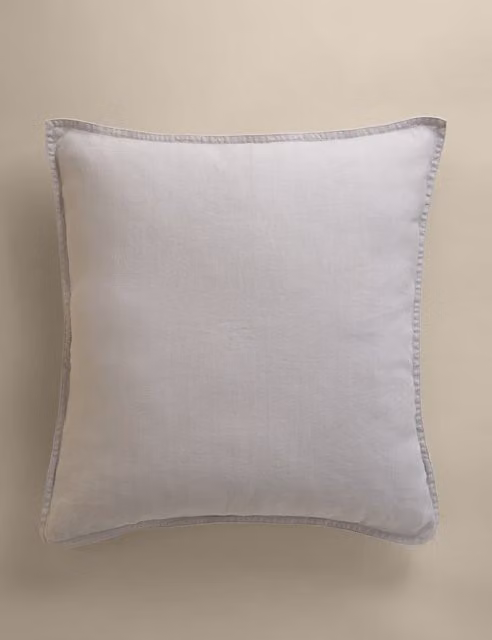 M&S Pure Linen Square Cushion in Grey with Feather Filling