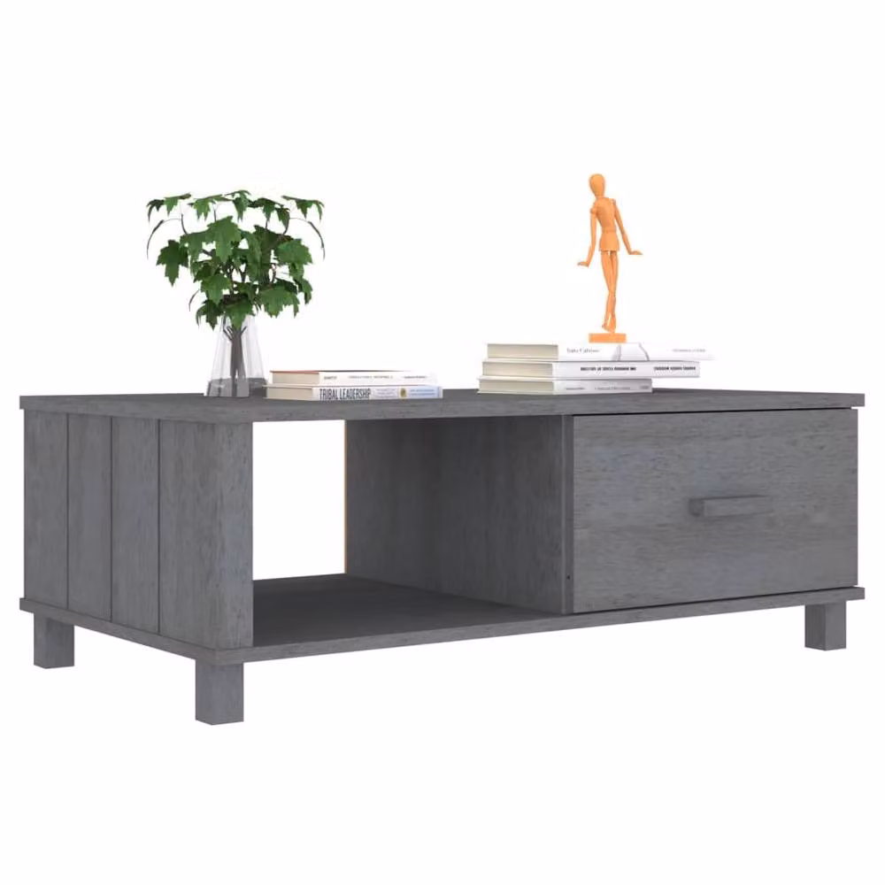 Berkfield Home HAMAR Coffee Table, Dark Grey, Solid Pine Wood, W/D/H: 100 x 55 x 35 cm – 3