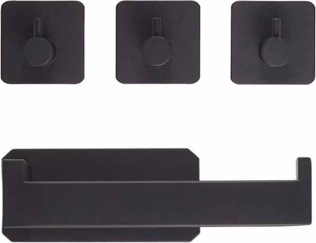 Living and Home 4-Piece Black Stainless Steel Self-Adhesive Bathroom Hardware Set